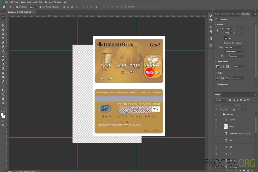 Turquie TurkishBank gold mastercard template